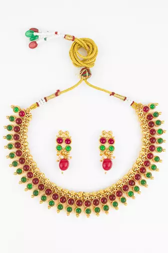 gold plated dual tone necklace set