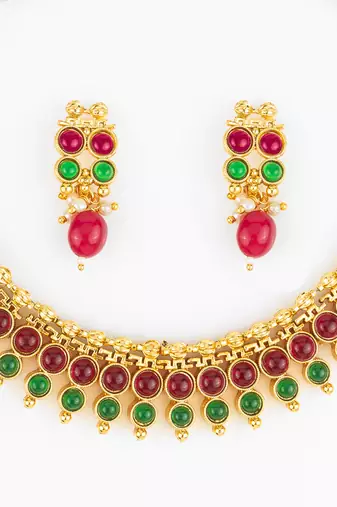 gold plated dual tone necklace set