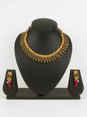 gold plated dual tone necklace set 1