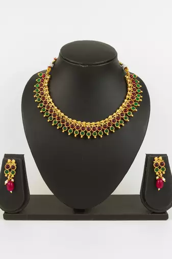 gold plated dual tone necklace set