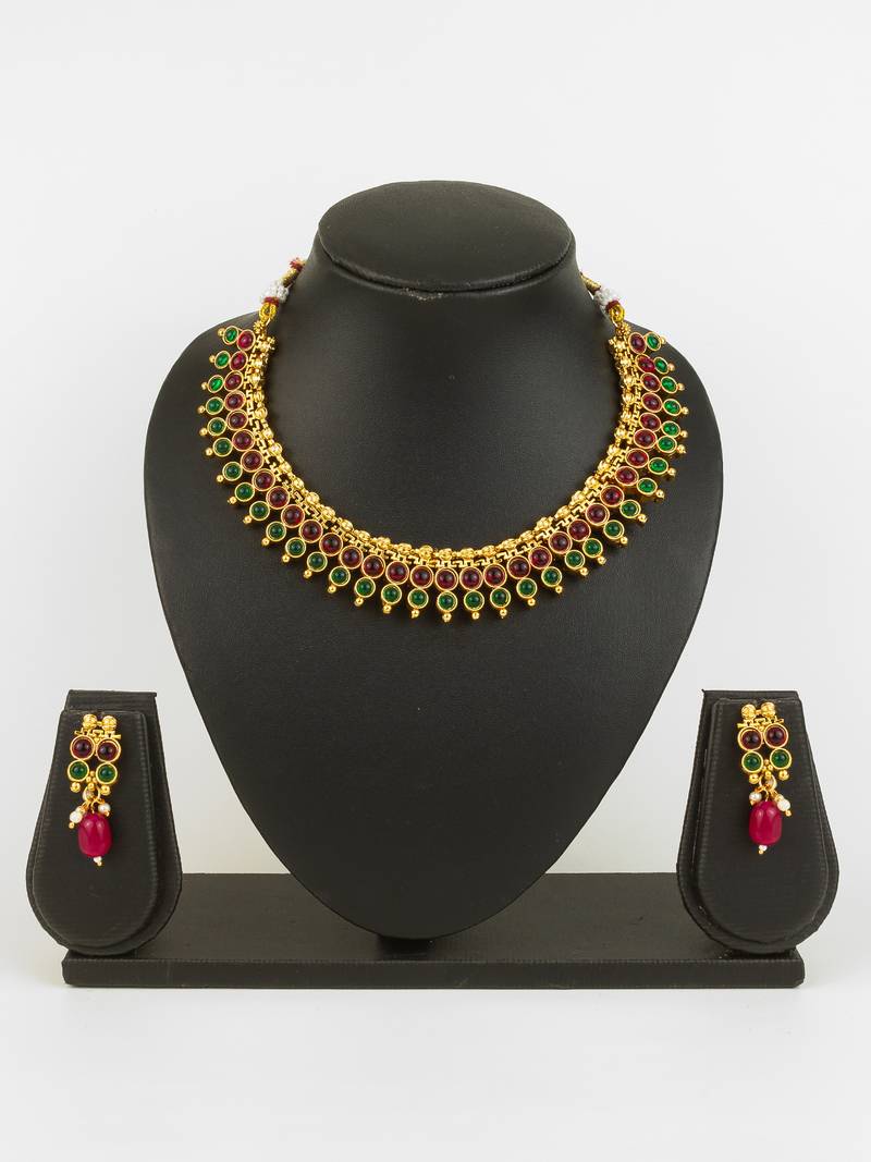 gold plated dual tone necklace set