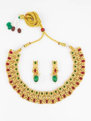 gold plated temple necklace set 2