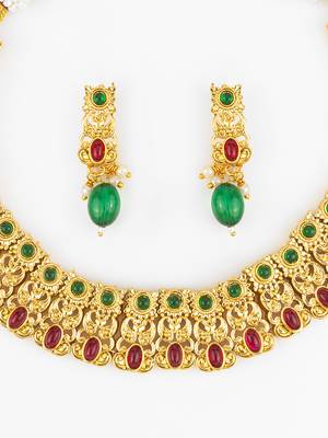 gold plated temple necklace set 5