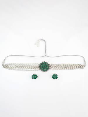 silver plated kundan choker set 2
