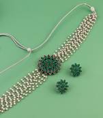silver plated kundan choker set