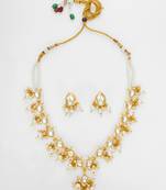 gold plated white kundan bridal set