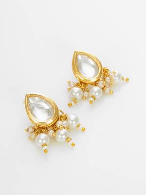 gold plated white kundan bridal set 2