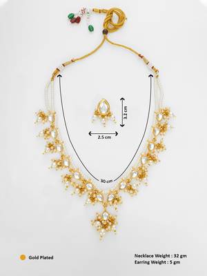 gold plated white kundan bridal set 5