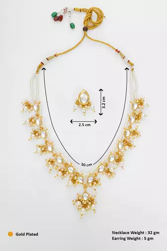 gold plated white kundan bridal set