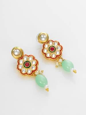 gold plated mint green kundan set 2