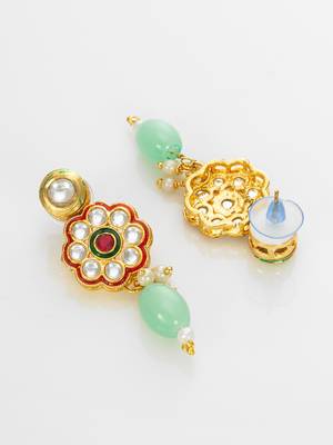 gold plated mint green kundan set 3