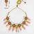 gold plated pink beaded necklace set