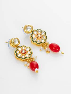 gold plated red beads necklace set 2