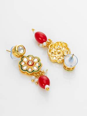 gold plated red beads necklace set 3