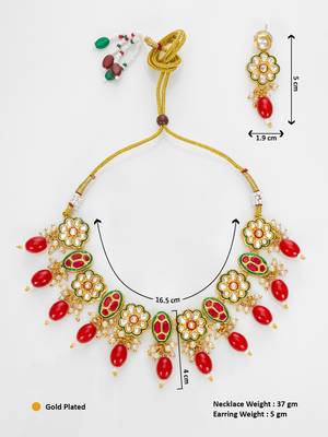 gold plated red beads necklace set 5