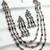 oxidized silver multicolour stone four-layer necklace set with ghungroo drop earrings