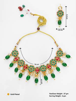 gold plated red white kundan set 5