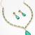 rose gold ad necklace set with emerald green pendant and matching drop earrings
