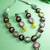 Oxidized Silver Catseye Bead Necklace Set with Elephant Earrings