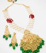 kundan bridal necklace set with pearl and crystal beads with chandbali earrings and drops