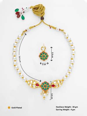 gold plated white pearl necklace set 5