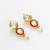 gold plated red white pearl necklace set