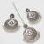 oxidized silver lotus mirror chandbali pendant necklace set with earrings and maang tikka