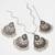 oxidized silver diamond-top chandbali mirror work pendant necklace set with earrings and maang tikka