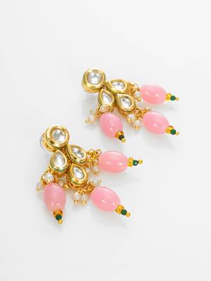 gold plated pink designer necklace set 3
