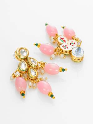 gold plated pink designer necklace set 4