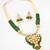 kundan pendant long necklace set with emerald crystal beads and pearl drops, earrings included