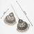 oxidized silver diamond-top chandbali mirror work pendant necklace set with earrings and maang tikka