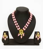 gold plated pink designer necklace set