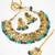 antique gold elephant motif choker necklace set with beads, earrings and maang tikka