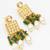 kundan pendant long necklace set with emerald crystal beads and pearl drops, earrings included