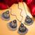 oxidized silver diamond-top chandbali mirror work pendant necklace set with earrings and maang tikka