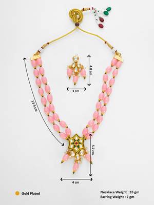 gold plated pink designer necklace set 5