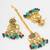 antique gold elephant motif choker necklace set with beads, earrings and maang tikka