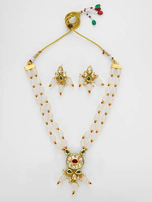 gold plated white beads necklace set 2