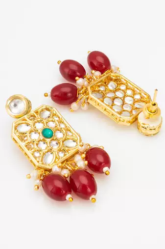 kundan choker-style necklace set with crystal beads earrings and pearl accents