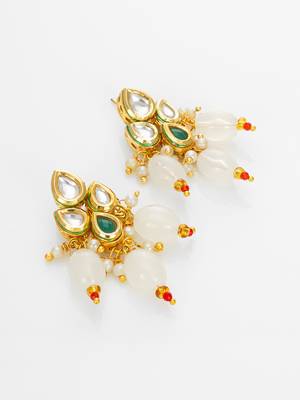 gold plated white beads necklace set 3