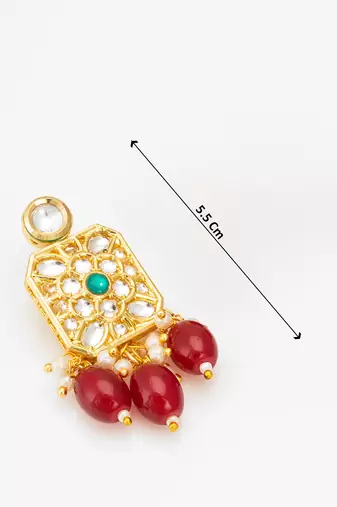kundan choker-style necklace set with crystal beads earrings and pearl accents