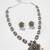 oxidized silver floral long necklace set with flower stud earrings