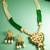 kundan pendant long necklace set with emerald crystal beads and pearl drops, earrings included