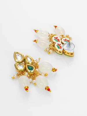gold plated white beads necklace set 4