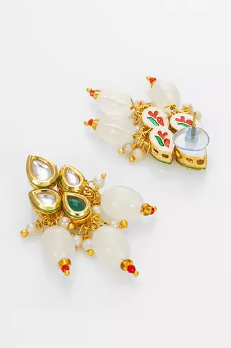gold plated white beads necklace set
