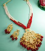 kundan choker-style necklace set with crystal beads earrings and pearl accents