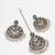 oxidized silver floral chandbali pendant necklace set with mirror work earrings and maang tikka