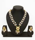 gold plated white beads necklace set