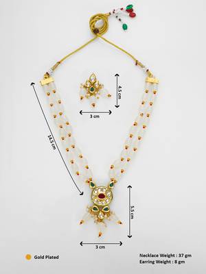 gold plated white beads necklace set 5
